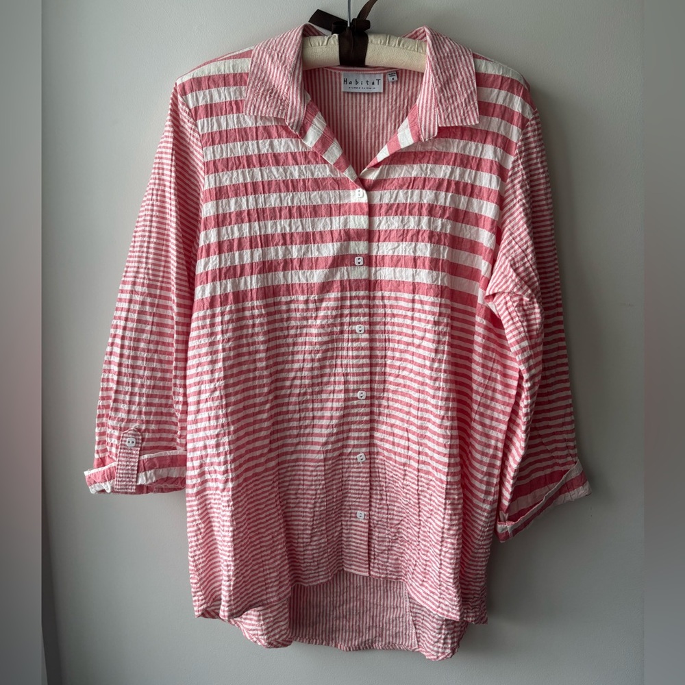 Habitat Womens Mixed Striped Button Down Shirt size Medium